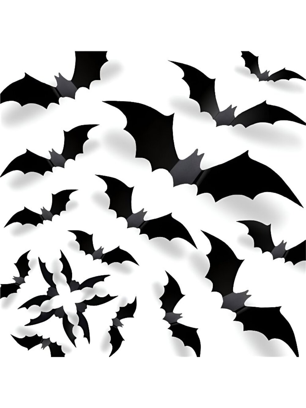 Halloween Bats Wall Decor 3D Bats Decorations - 70 Pcs 5 Sizes Matte Black